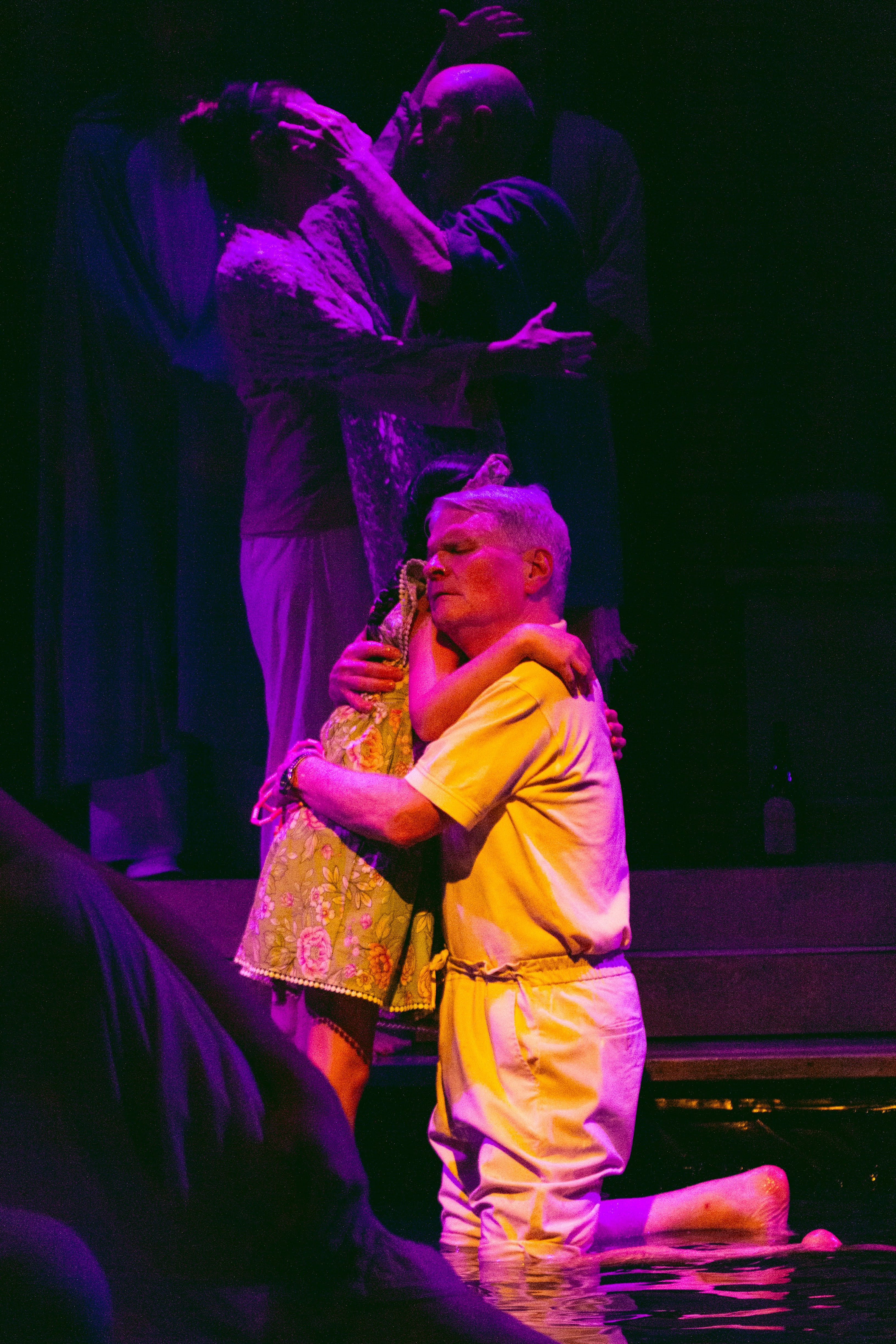 Ward as King Midas hugging his restoed daughter.